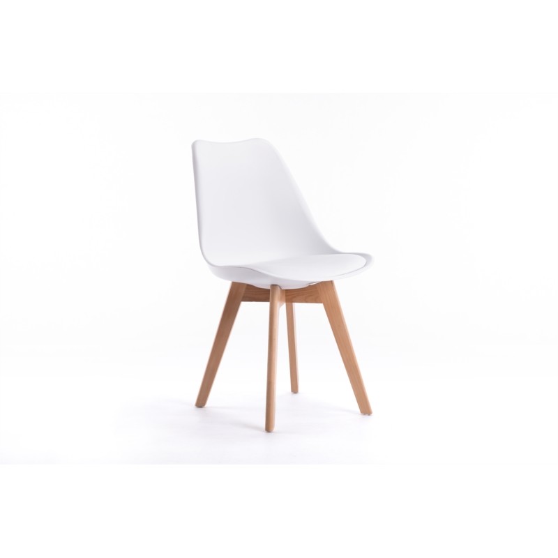 Lot de 2 chaises scandinaves pieds bois clairs SIRIUS (Blanc) - image 57709
