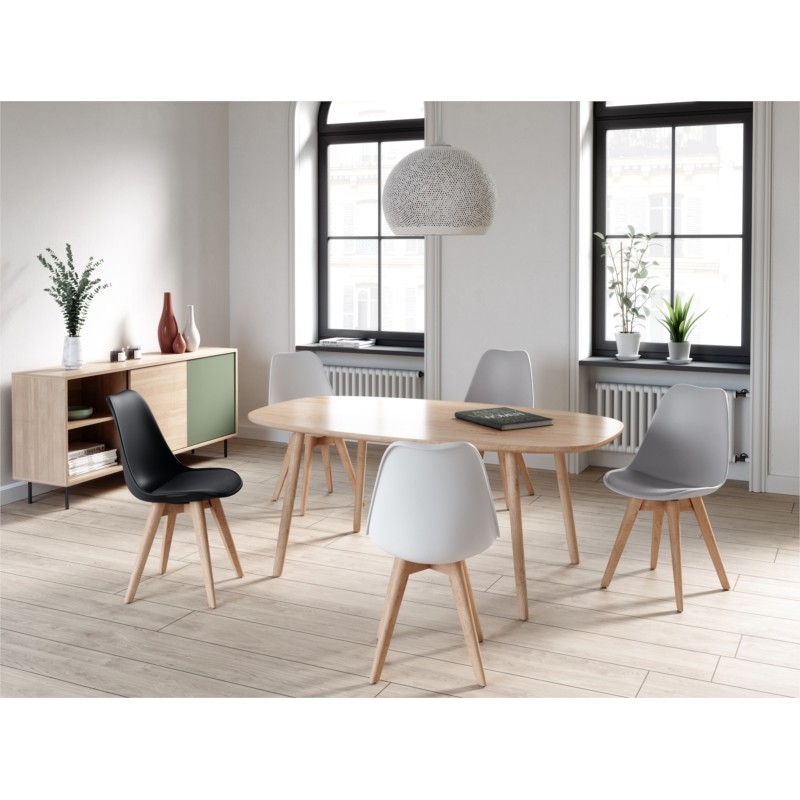 Set aus 2 skandinavischen Stühlen helle Holzbeine SIRIUS (Weiß) - image 57713