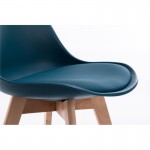 Juego de 2 sillas escandinavas patas de madera clara SIRIUS (Petroleum Blue)