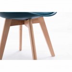 Set of 2 Scandinavian chairs light wood legs SIRIUS (Petroleum Blue)