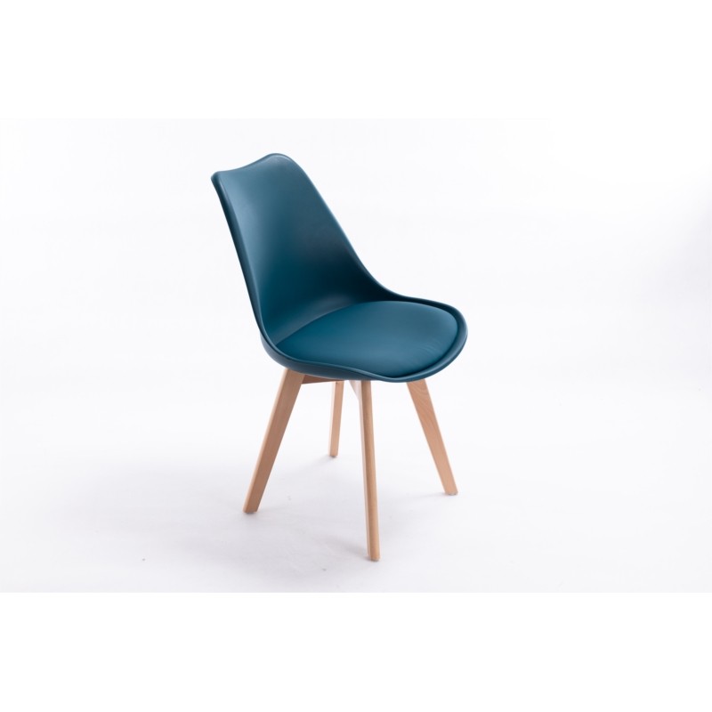 Lot de 2 chaises scandinaves pieds bois clairs SIRIUS (Bleu pétrole) - image 57737