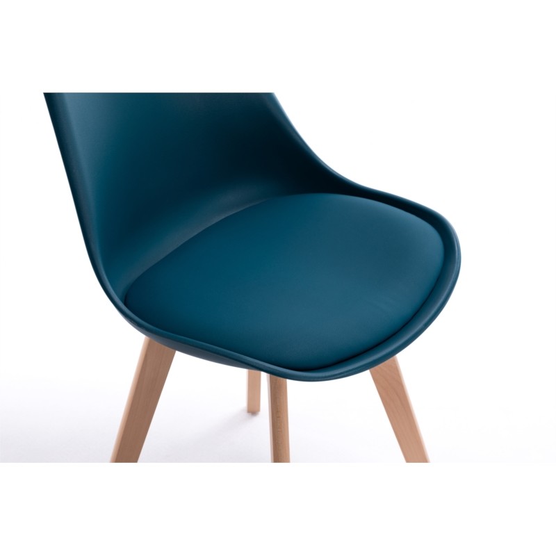 Set of 2 Scandinavian chairs light wood legs SIRIUS (Petroleum Blue) - image 57739