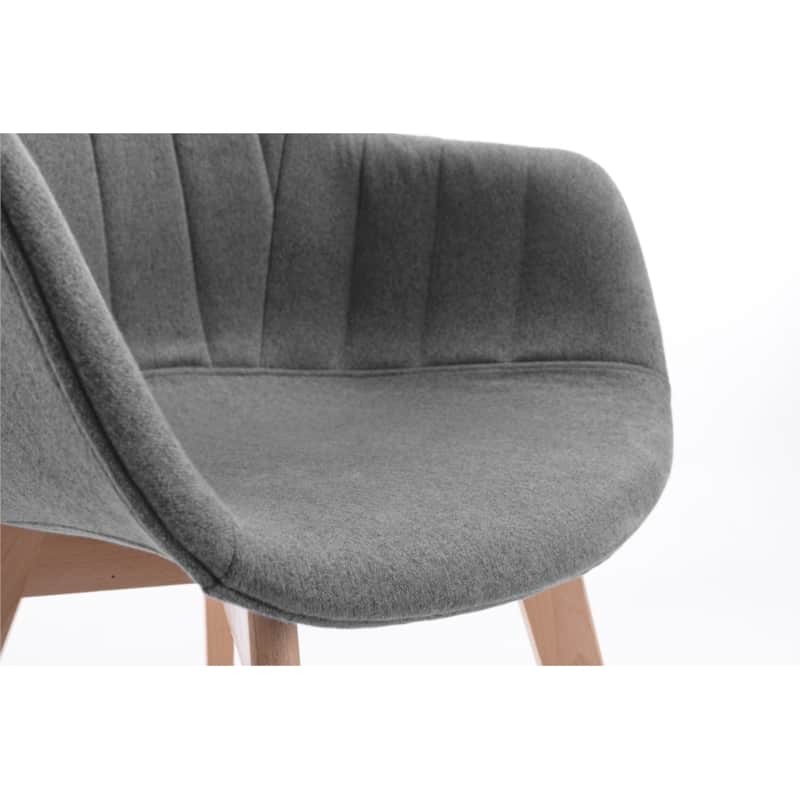 Set aus 2 gestreiften Armlehnenstühlen aus natürlichem Buchenfußstoff PAULA (Grau) - image 57757
