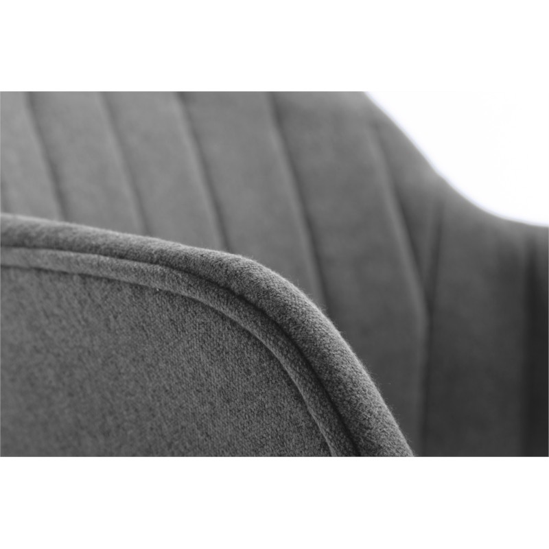 Lot de 2 chaises accoudoirs à rayures en tissu pieds hêtre naturel PAULA (Gris) - image 57758
