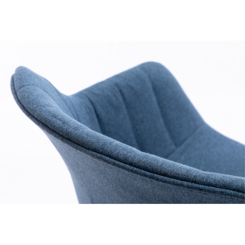 Set of 2 striped armrest chairs in natural beech foot fabric PAULA (Petrol blue) - image 57771