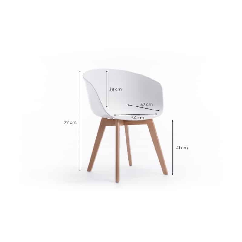 Set of 2 armrest chairs in polypropylene legs natural beech VIKKIE (White) - image 57789