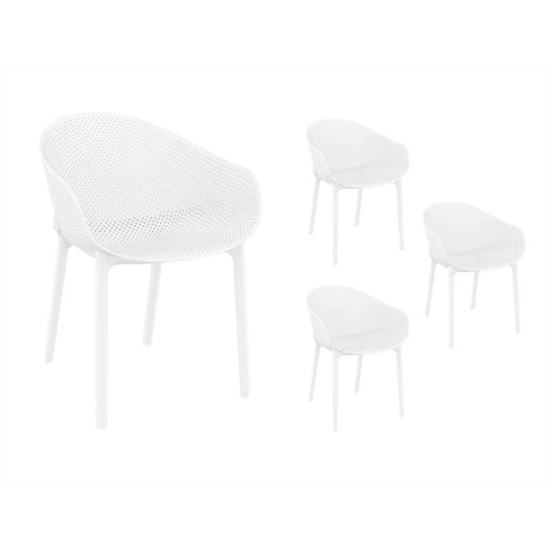 Set di 4 sedie in polipropilene Interno-Esterno BREHAT (Bianco) - image 57791