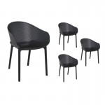 Lot de 4 chaises en polypropylène Intérieur-Extérieur BREHAT (Noir)