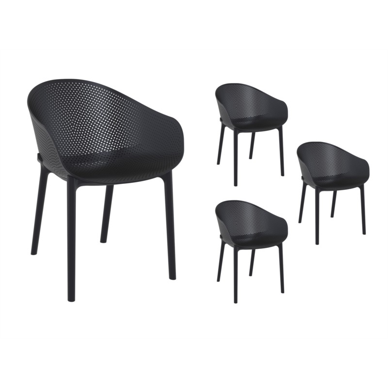 Set di 4 sedie in polipropilene Interno-Esterno BREHAT (Nero) - image 57799