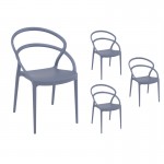 Lot de 4 chaises en polypropylène Intérieur-Extérieur IBIZA (Gris)