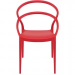 Juego de 4 sillas en polipropileno Interior-Exterior IBIZA (Rojo)