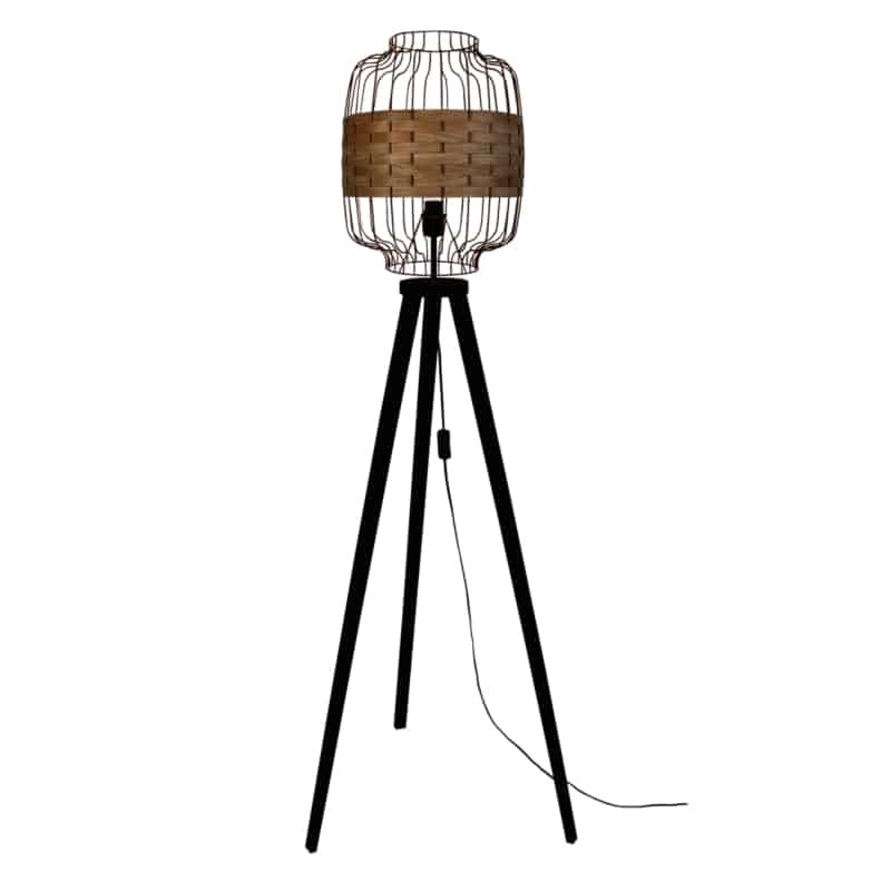 Lámpara de pie con pie negro y trenzado anudado 170 cm RANGO (Negro) - image 57840