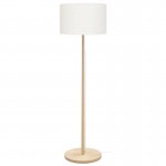 Floor lamp with wooden foot and lampshade in white fabric MIKY (Natural)