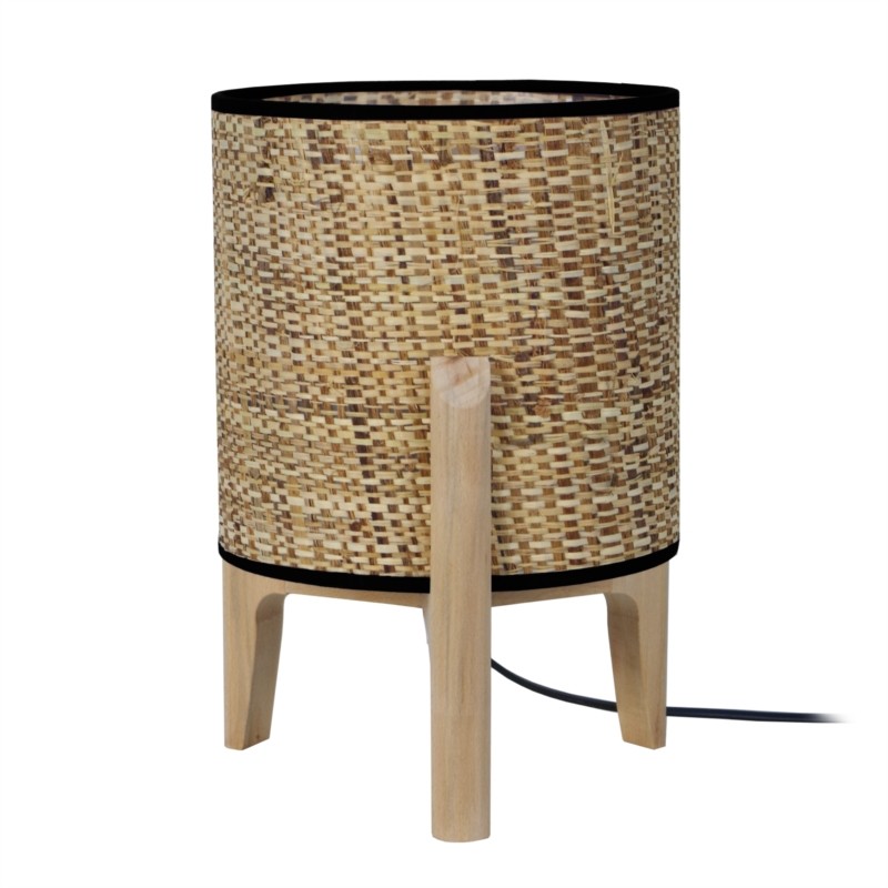 Table lamp with wooden legs and ethnic lampshade PIPPY (Natural) - image 57860