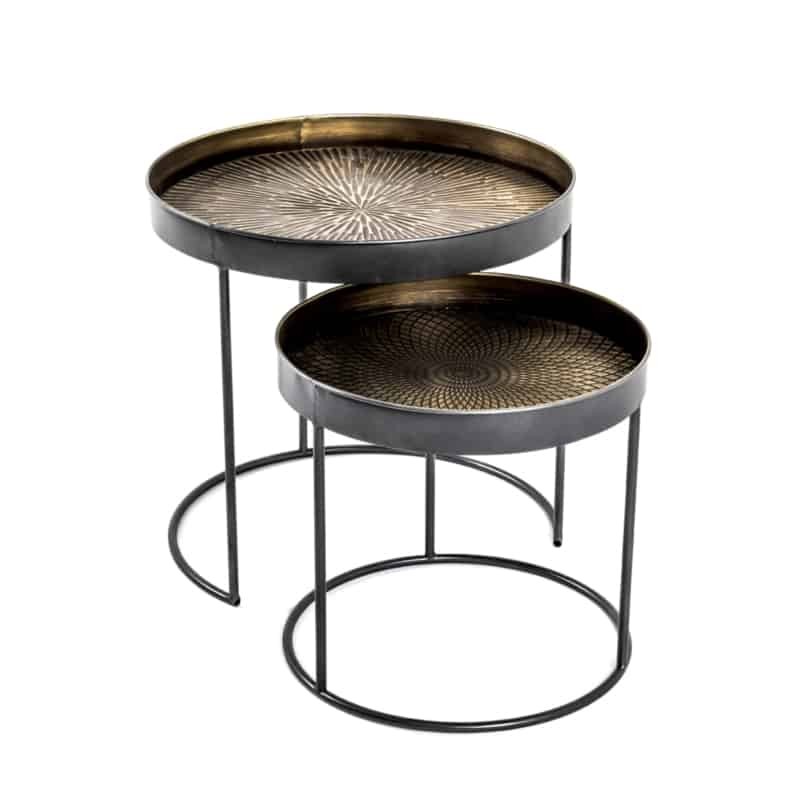 Set of 2 coffee tables metal and copper trays COPPER (Black) - image 57876