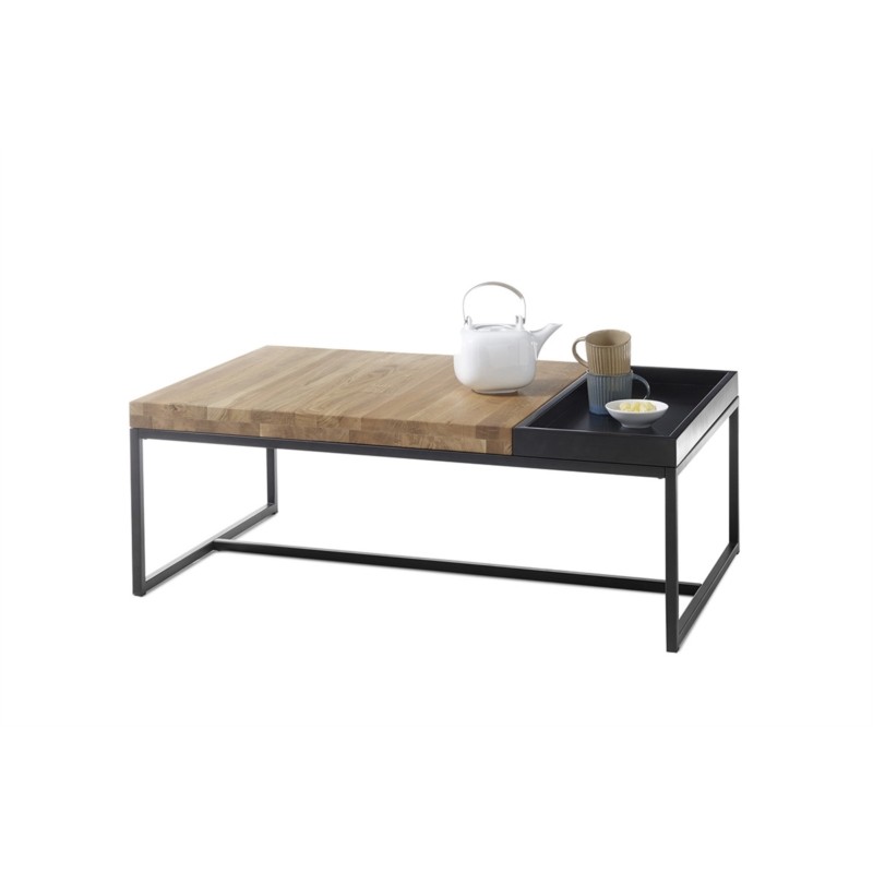 Tavolino in rovere massello con gambe nere e piano sfoderabile INDIRA (Natural) - image 57902