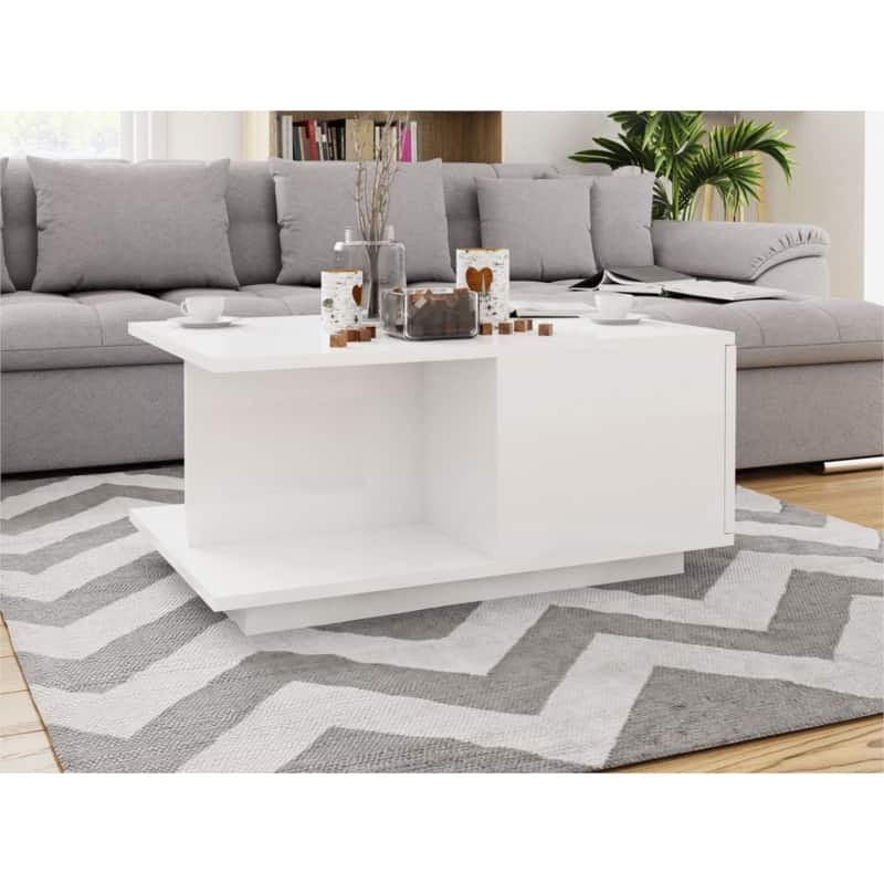 Coffee table 1 door 90 cm DANY (Glossy white) - image 57933