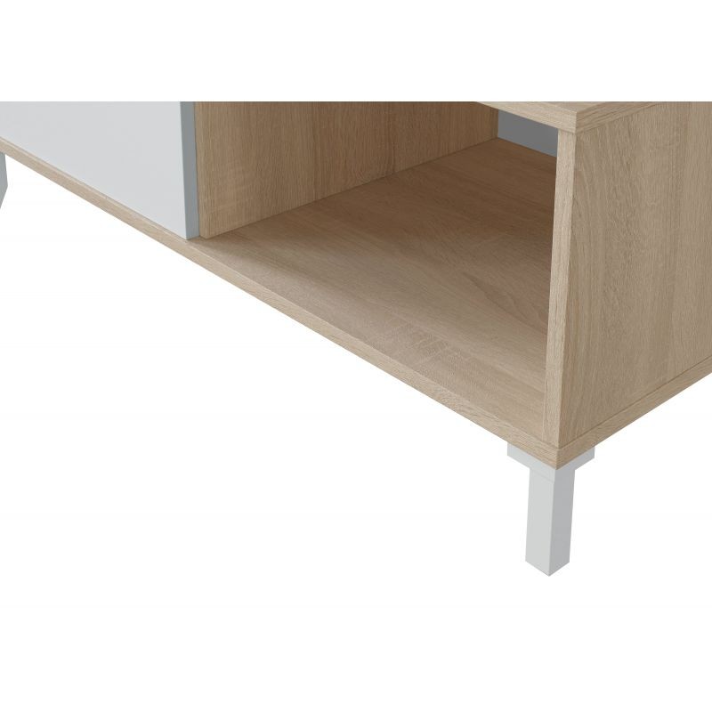 Table basse 2 niches L100 cm VESON ( Blanc, Chêne) - image 58021