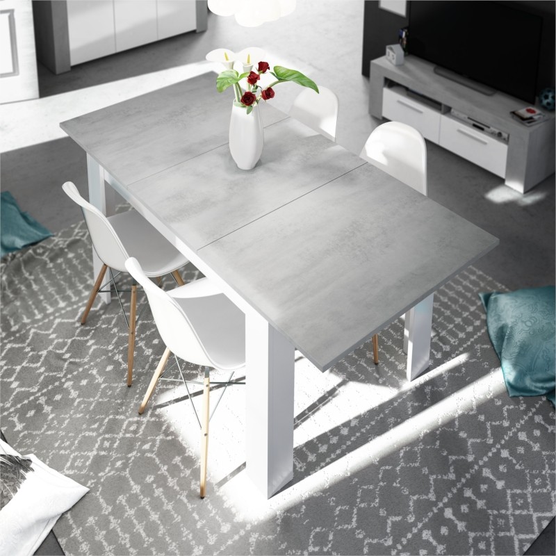 Extendable dining table L140, 190 cm VESON (White, concrete) - image 58037