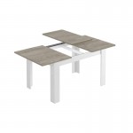 Table à manger extensible L140, 190 cm VESON (Blanc, bois blanchi)