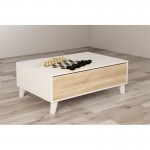 Coffee table with lifting central panel L100xD68 cm VESON (White, oak)
