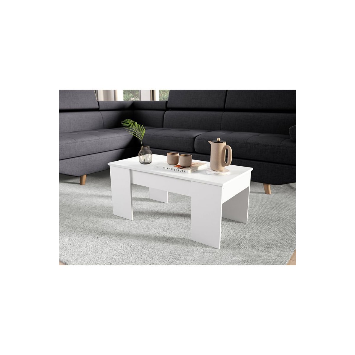 Coffee Table Living Room Table Side Table 70x70 cm Living Room Charcoal White New 
