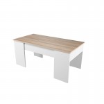 Tavolino con piano sollevabile arkham (Bianco, legno)