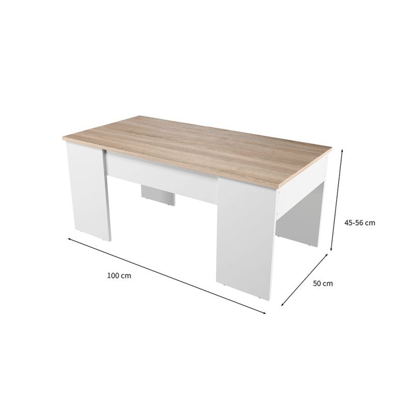 Table basse avec plateau relevable ARKHAM (Blanc, bois) - image 58121