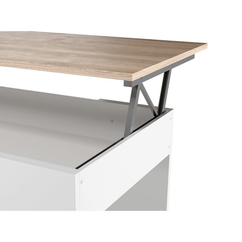 Table basse avec plateau relevable ARKHAM (Blanc, bois) - image 58123