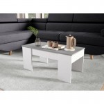 Coffee table with arkham lifting top (White, concrete)