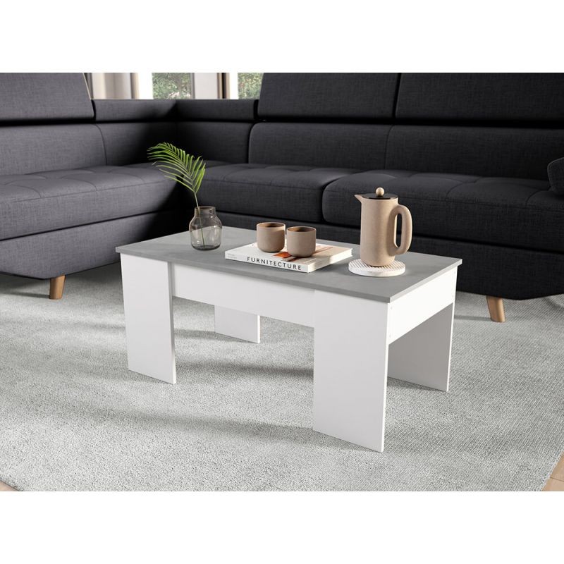 Tavolino con piano di sollevamento arkham (bianco, cemento) - image 58126
