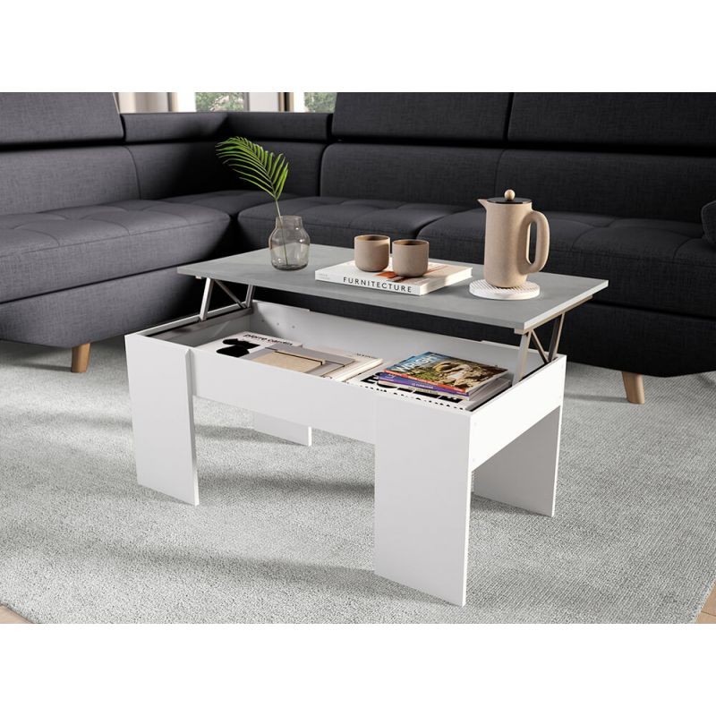 Coffee table with arkham lifting top (White, concrete) - image 58128