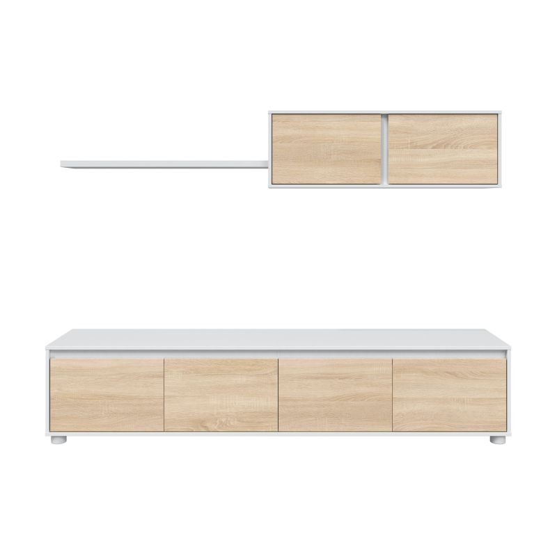 TV stand 4 doors with wall shelf 2 doors L200 cm VESON (White, oak) - image 58619