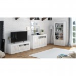 Meuble TV design 2 portes L139 cm VESON (Blanc)