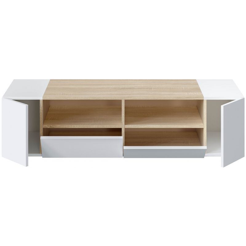 TV stand 4 doors and 2 storage niches L138 cm (Oak white) - image 58639