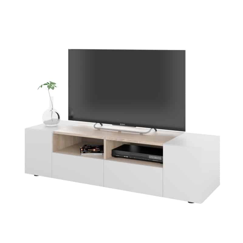 TV stand 4 doors and 2 storage niches L138 cm (Oak white) - image 58640