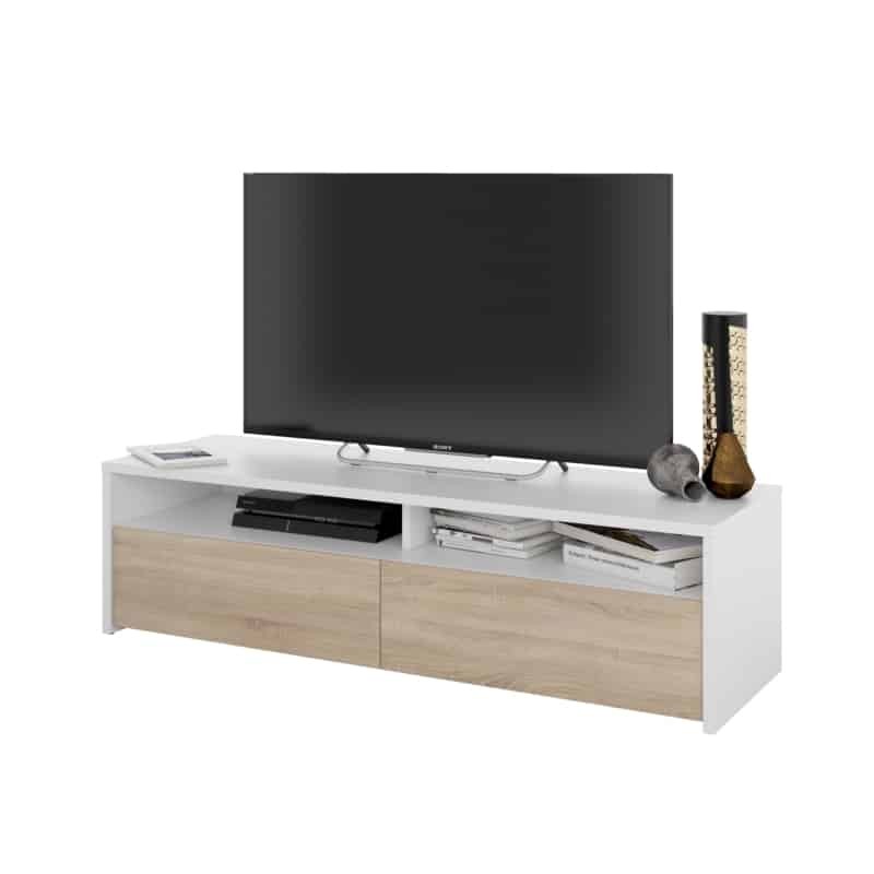 TV stand 2 swing doors and 2 storage niches VESON (White, oak) - image 58642