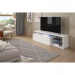 Meuble TV LED 1 porte et 4 niches L150 cm VESON (Blanc brillant)