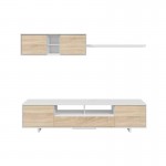 TV stand 3 doors with 1 niche and wall shelf VESON (White, oak)