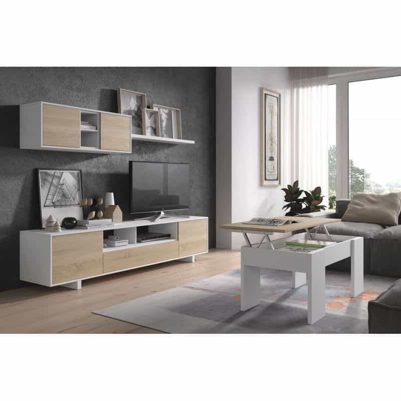 TV stand 3 doors with 1 niche and wall shelf VESON (White, oak) - image 58672