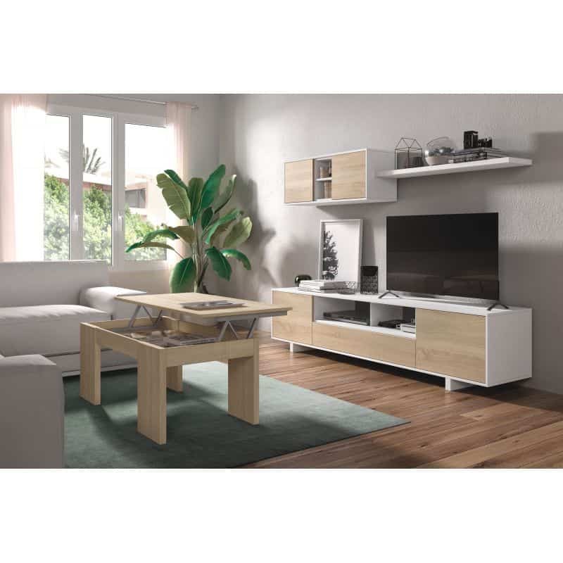 TV stand 3 doors with 1 niche and wall shelf VESON (White, oak) - image 58673