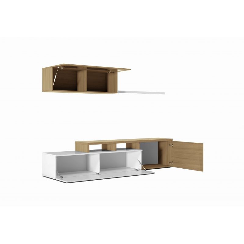 TV stand 2 doors with wall shelf L200 cm VESON (White, oak) - image 58691