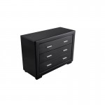 Bedroom chest of drawers 3 drawers in ALESIA fabric (Black)