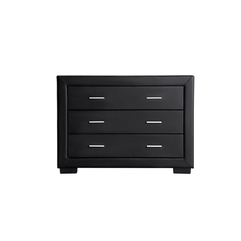 Bedroom chest of drawers 3 drawers in ALESIA Imitation Leather (Black) - image 58725