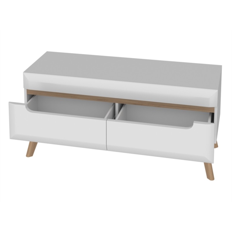 Scandinavian TV stand 2 drawers 107 cm GAIA (White, wood) - image 58760