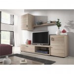 TV-Ständer 1 Tür mit Regal und Wandsäule LIVIA (Holz)