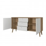Scandinavian sideboard 2 doors and 3 drawers PRYSK (White, wood)