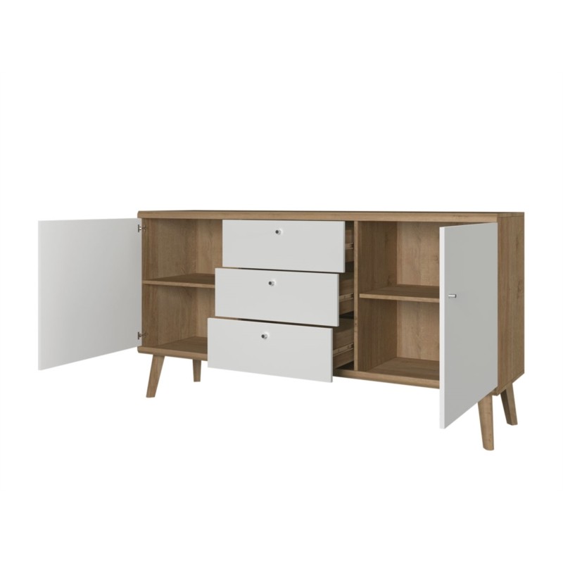 Scandinavian sideboard 2 doors and 3 drawers PRYSK (White, wood) - image 58773