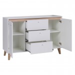 Scandinavian sideboard 2 doors and 3 drawers OWIE (White, wood)