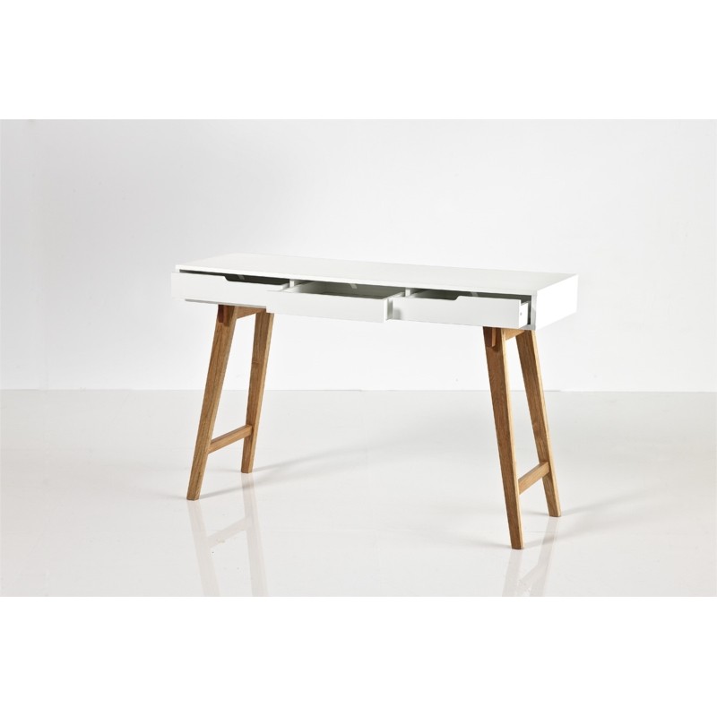 Scandinavian desk 3 drawers 120 cm ANNIKA (White) - image 58839